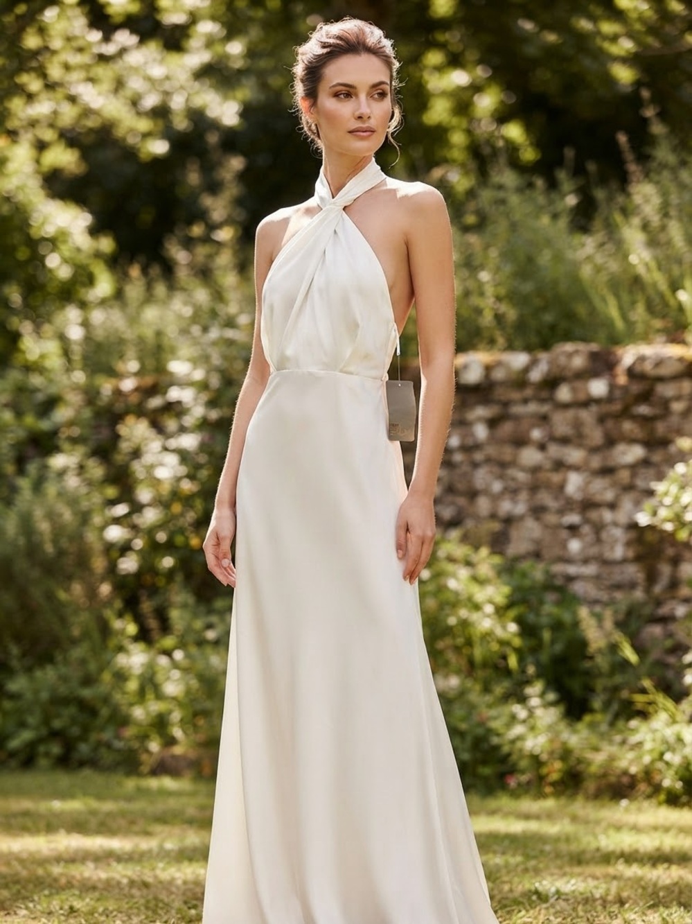 NWT ASOS Bridal White Twist Front Halter Dress Size US 2